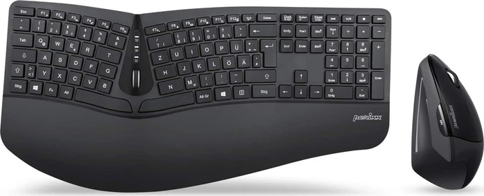 Perixx Periduo 605 Wireless Ergonomic Split Keyboard and Vertical Mouse Combo schwarz, USB, DE