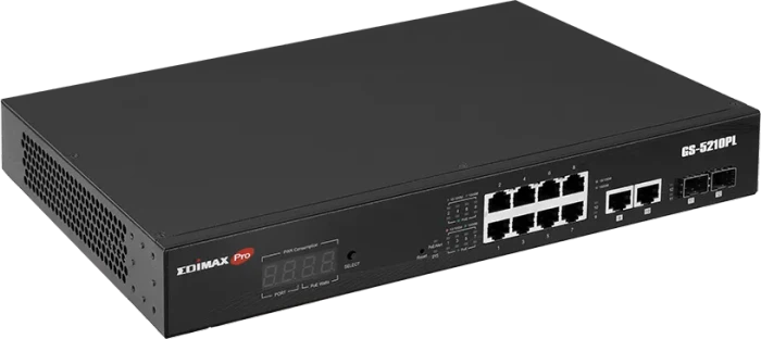 Edimax Pro GS-50 Desktop Gigabit Smart Switch, 10x RJ-45, 2x SFP, 110W PoE+