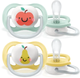 Philips Avent SCF080/17 Ultra Air Beruhigungsschnuller, 0-6M, Silikon, i love apfel/birne, 2 Stück
