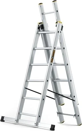 Drabest Pro Alu 3-tlg. Teleskop-Mehrzweckleiter, 3x 6 Stufen