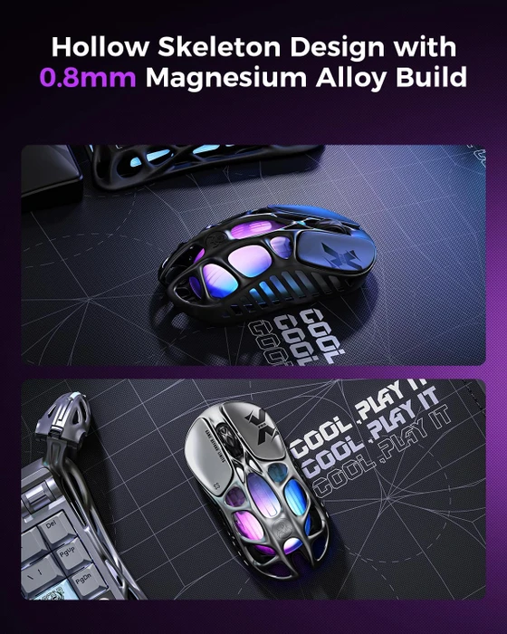 GravaStar Mercury X Pro 8KHz Wireless Gaming Mouse, Interstellar Silver, USB/Bluetooth