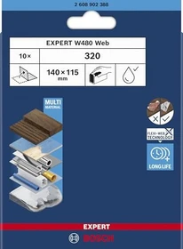 Bosch Professional EXPERT W480 Web 1/4 Schleifblatt K320, 115x140mm, 10 Stück