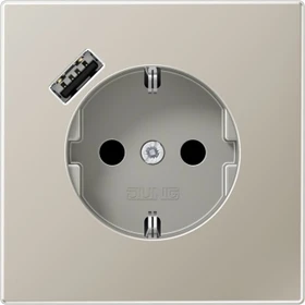 Jung SCHUKO-Steckdose mit USB-Ladegerät Safety+, edelstahl