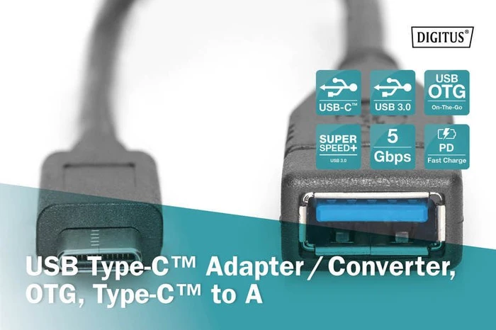 Digitus USB-C [Stecker] / USB-A [Buchse] OTG Adapterkabel, 0.15m