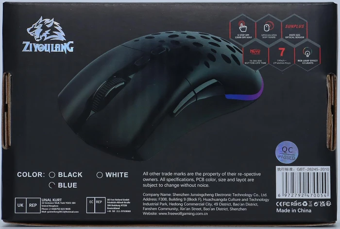 Ziyou Lang D19 RGB Gaming Mouse weiß, USB