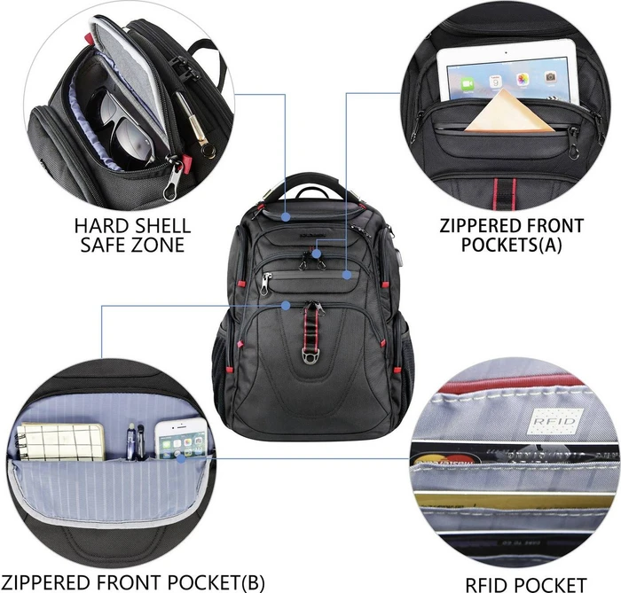 Kroser Notebook Rucksack, passend für maximal: 43,9 cm (17,3"), schwarz