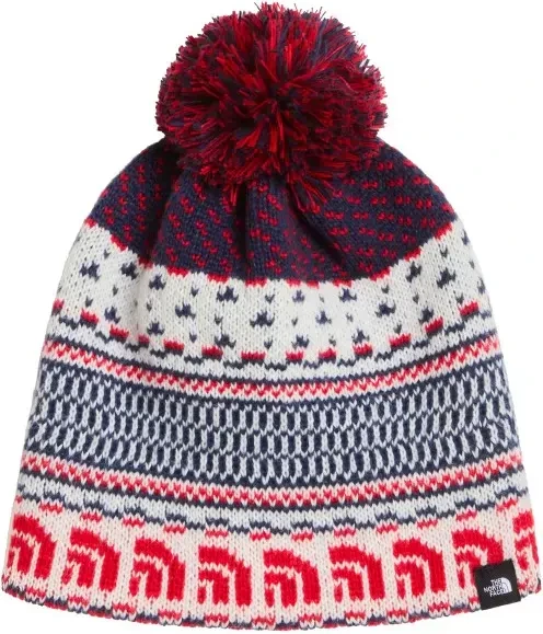 The North Face Cabin Ski Tuke Beanie white dune jacquard/pom