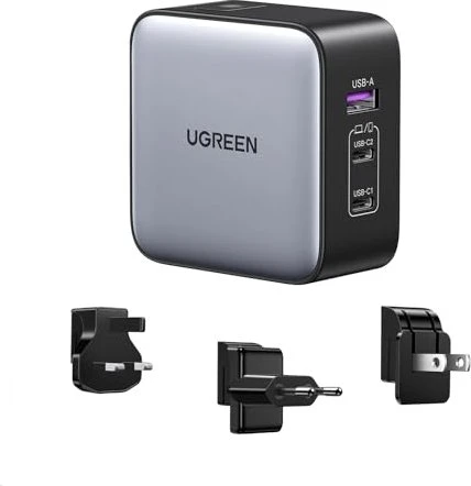 Ugreen Nexode 65W GaN USB-C Travel Charger 3-Ports schwarz/grau