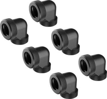 Raijintek Pelias D140906 L-Verbinder 90° 14mm, schwarz, 6er-Pack