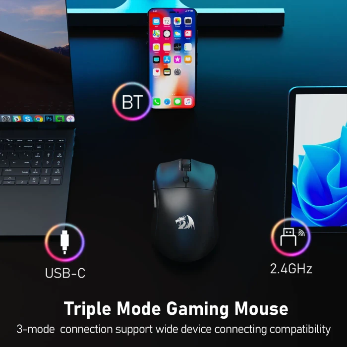 Redragon M919 SPARDA Ultra 8K Wireless Gaming Mouse schwarz, USB/Bluetooth