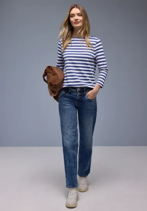 Street One Gestreiftes Shirt langarm amparo blue (Damen)