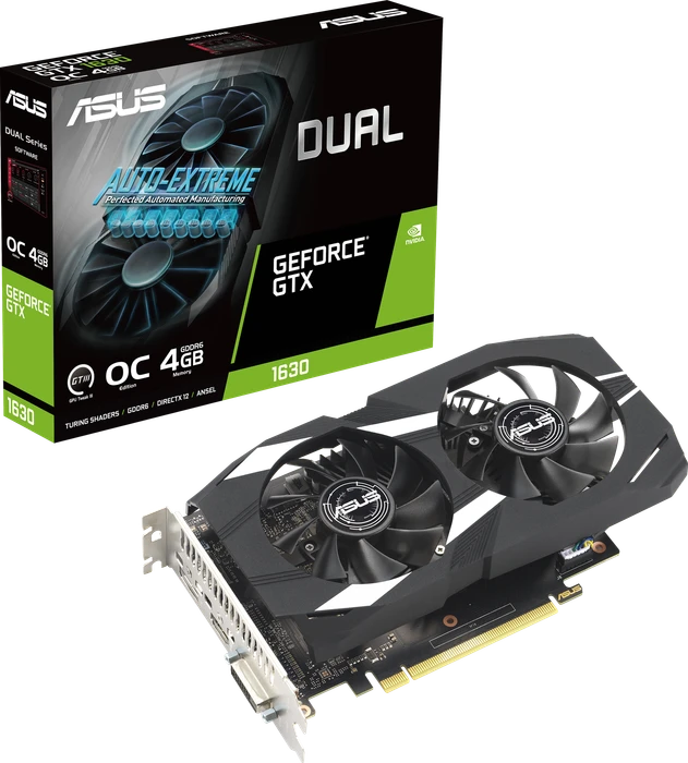 ASUS Dual GeForce GTX 1630 OC, DUAL-GTX1630-O4G, 4GB GDDR6, DVI, HDMI, DP