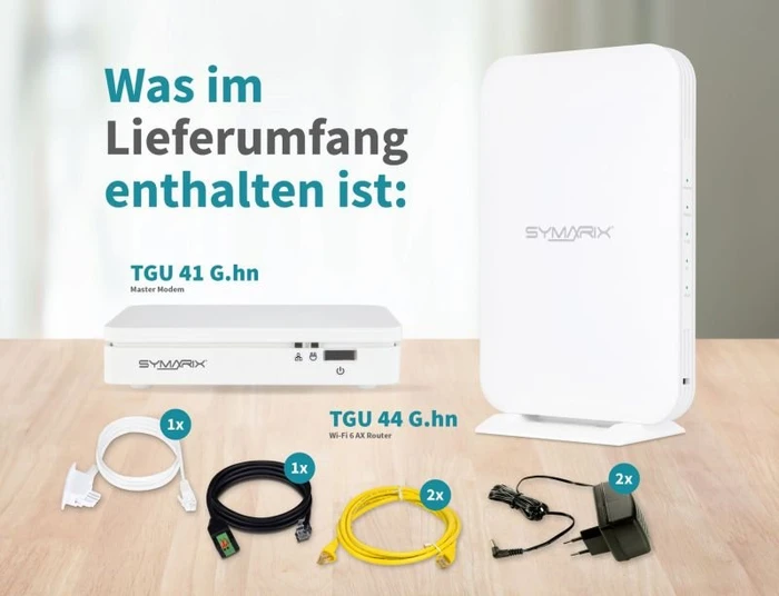 Symarix TGU 41 & TGU 44 Master/Slave Set, Ethernet über Telefonleitung, RJ-45 G.hn, 2x RJ-45, 2er-Pack