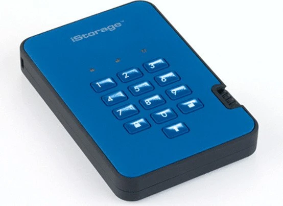 iStorage diskAshur 2 SSD, blau, 2.5", 2TB, USB-A 3.0