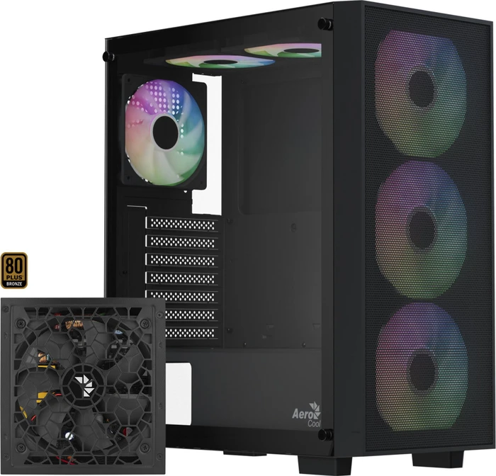 AeroCool B509A Flow Black, Glasfenster, 650W ATX
