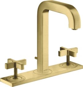 Hansgrohe Axor Citterio 3-Loch Waschbeckenarmatur mit Kreuzgriffen und Platte brushed brass