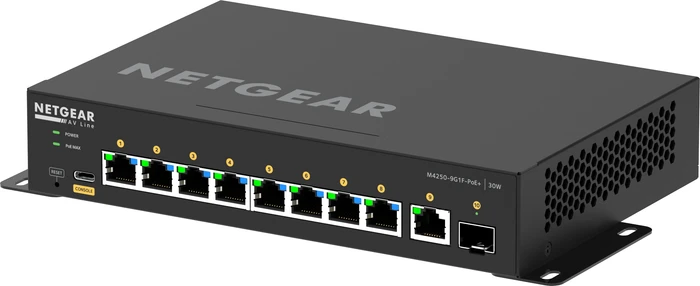 Netgear AV Line M4250 Desktop Gigabit Managed Switch, 9x RJ-45, 1x SFP, 110W PoE+