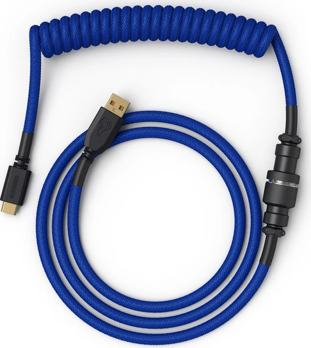 Glorious Coiled Cable USB-C auf USB-A, Tastaturkabel (Spiral-Textilkabel), 1.37m, Cobalt Blue