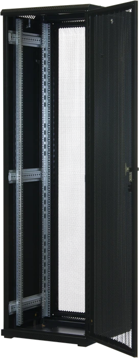 Rockstable 19" Serverschrank 42HE, Gitternetztür, IP2X, schwarz, 600mm tief