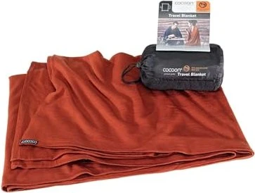 Cocoon Travel Blanket Merino/Seide Decke dark terracotta