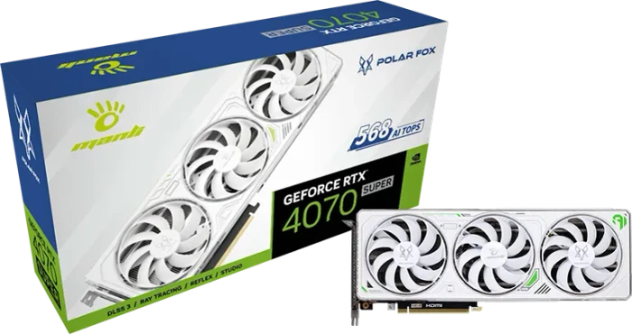 Manli GeForce RTX 4070 SUPER Polar Fox V2, 12GB GDDR6X, HDMI, 3x DP