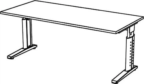 Hammerbacher Ergonomic Plus U-Serie US19/N/W Schreibtisch 180x80cm Nussbaum/weiß