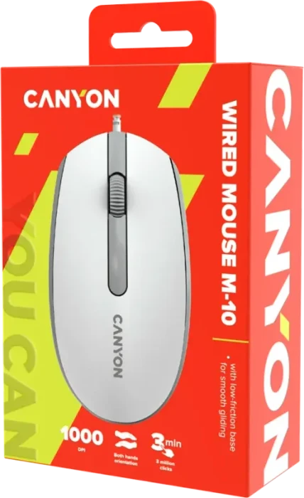 Canyon M-10 Wired Mouse, weiß/grau, USB