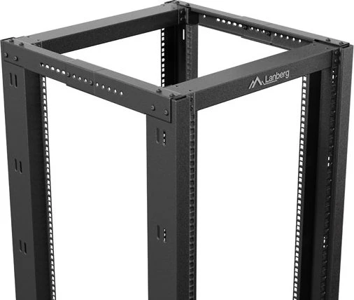 Lanberg Open Rack Series 19" Open Frame Rack 42HE, 4-Pfosten, mit Rollen, Flat Pack, tiefenverstellbar, 430-590mm, RAL 9004, 800mm tief