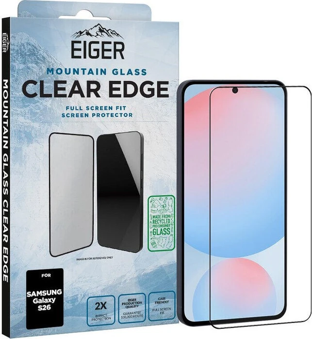 Eiger Mountain Glass Clear Edge Screen Protector GRS für Samsung Galaxy S26