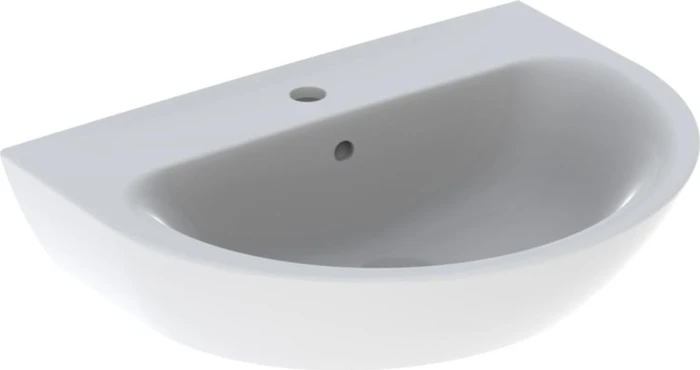 Geberit Renova Waschtisch 65cm, Hahnloch mittig, mit Überlauf, weiß/KeraTect