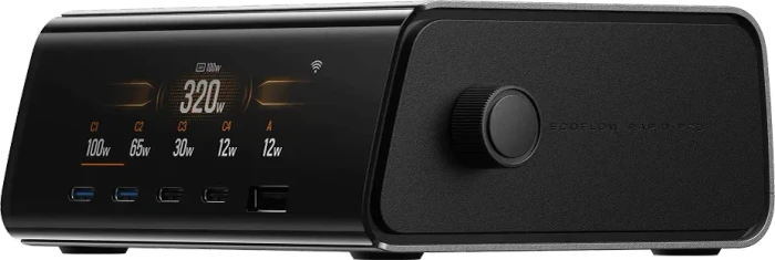 EcoFlow Rapid Pro Desktop Charger 5 Ports GaN 320W schwarz/silber
