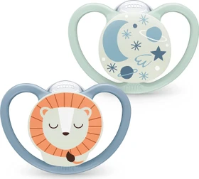 NUK Space Night Schnuller, 18-36M, Silikon, löwe/mond, 2 Stück
