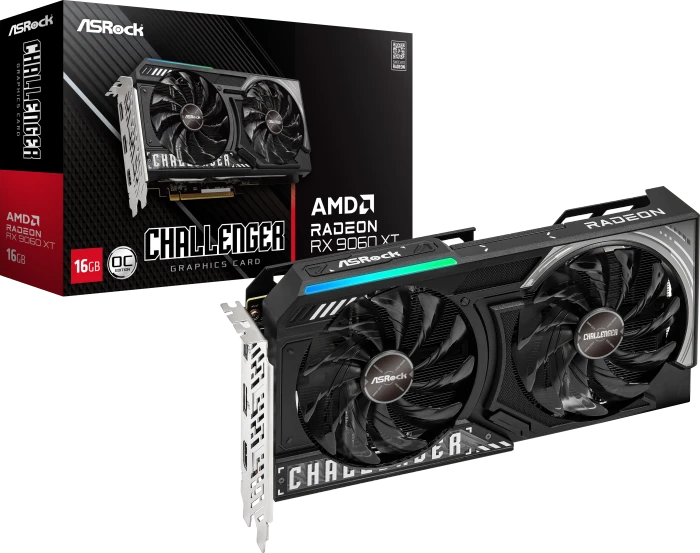 ASRock Radeon RX 9060 XT Challenger 16GB OC, RX9060XT CL 16GO, 16GB GDDR6, HDMI, 2x DP