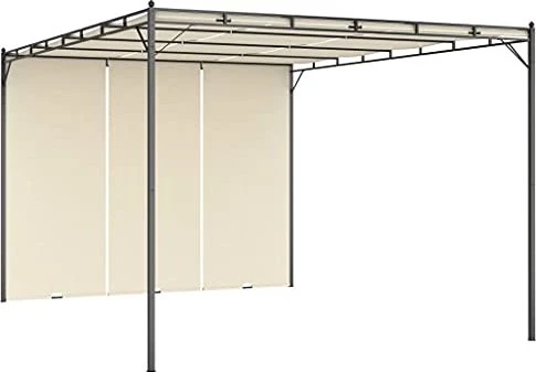 vidaXL Gartenpavillon mit Seitenvorhang creme