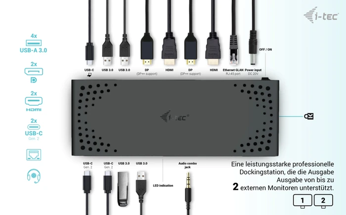 i-tec Dual Display Docking Station Gen2 (EU), USB-C 3.1 [Buchse]