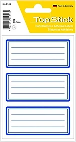 TopStick Buchetiketten Blue Border, 82x36mm, weiß, 5 Blatt (15 Etiketten)