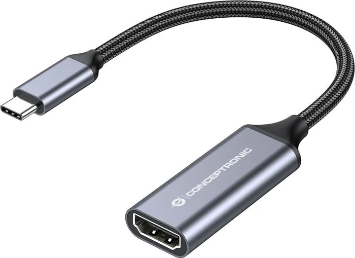Conceptronic ABBY09G USB-C 3.0 [Stecker] auf HDMI 2.1 [Buchse] 4K, 60Hz, Adapterkabel, grau, 18cm