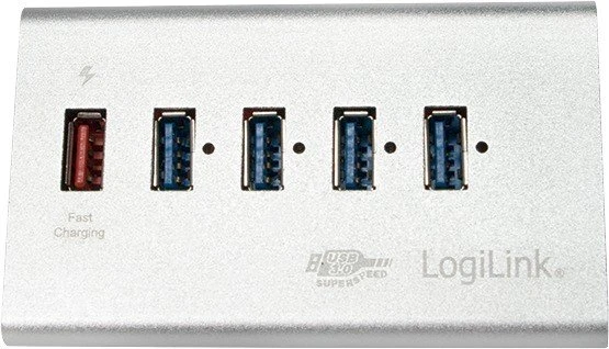 LogiLink Aluminium USB-Hub, 5x USB-A 3.0, USB 3.0 Micro-B [Buchse]