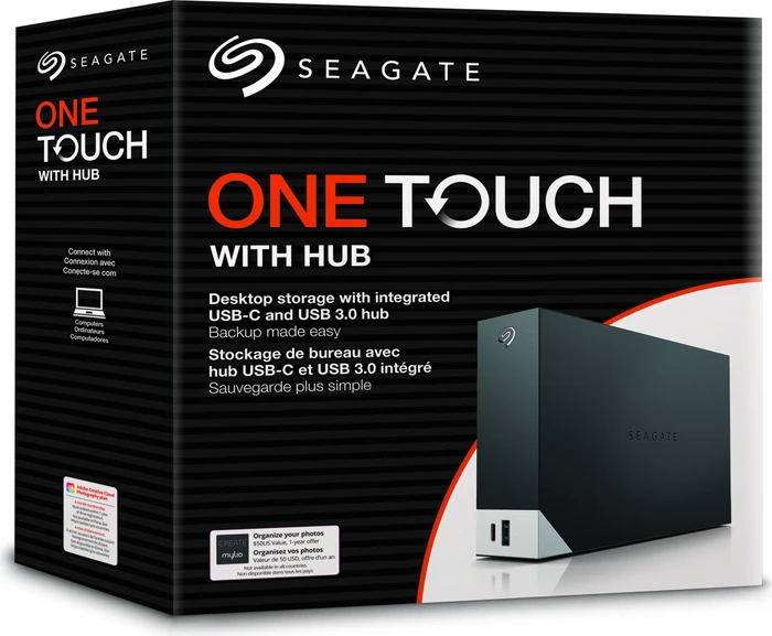 Seagate ONE TOUCH with Hub, 8TB, +Rescue, USB 3.0 Micro-B