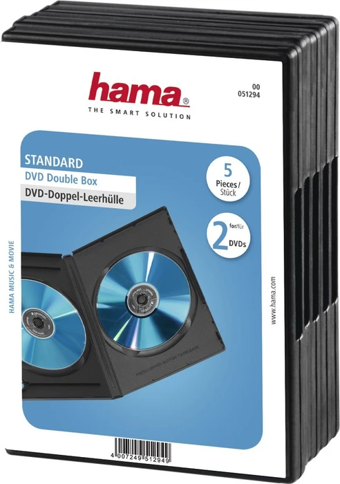 Hama DVD-Hülle für 2 Discs, schwarz, 5 Stück