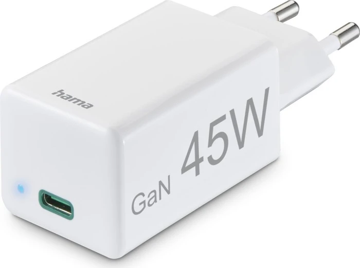 Hama Schnellladegerät USB-C PD/Qualcomm GaN Mini-Ladegerät 45W weiß