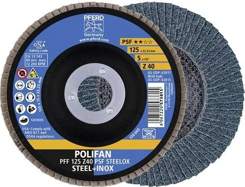 Pferd PFF 125 Z 40 PSF STEELOX POLIFAN Fächerschleifscheibe K40, 125x22.23mm, 10 Stück