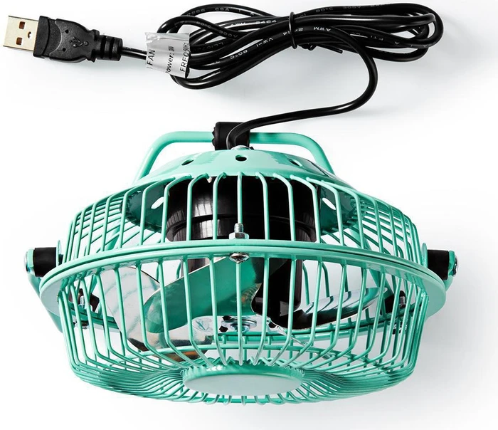 Nedis FNDK1TQ10 USB Mini Tischventilator aus Metall 10cm türkis