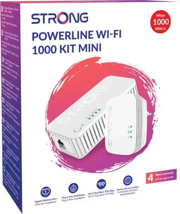 Strong Powerline 1000 Duo Wi-Fi Mini, Powerline/WLAN-Access Point und Powerline-Adapter Set, 2er-Bundle