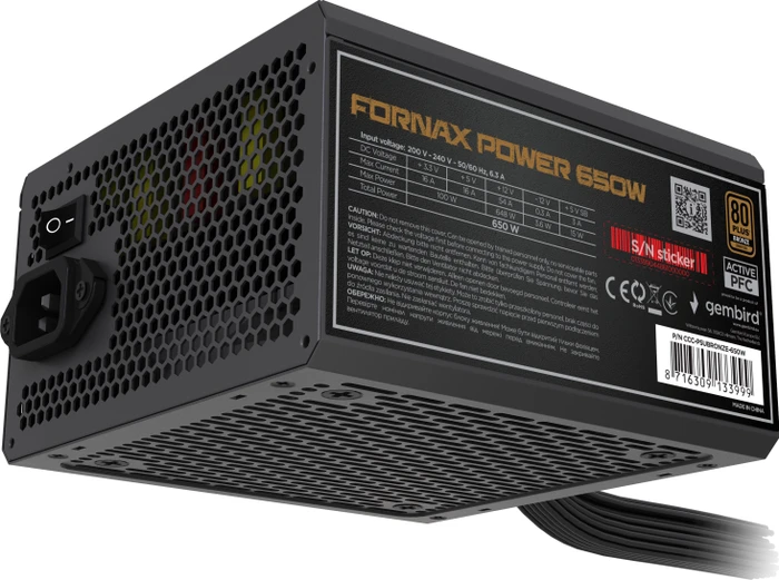 Gembird Fornax Power Bronze schwarz 650W, ATX 2.4