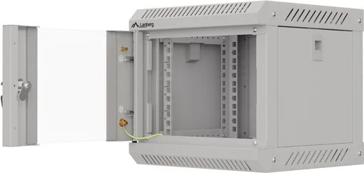 Lanberg WF11 Series 10" Rack Wandschrank 4HE, hängend, Flatpack, Glastür, IP20, RAL 7035, 300mm tief