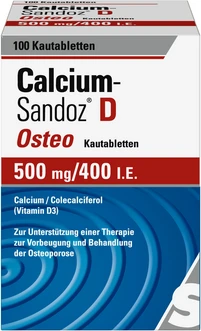 Hexal Calcium Sandoz D Osteo 500mg/400 I.E Kautabletten, 100 Stück