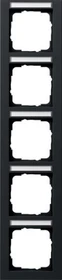 Gira E2 Abdeckrahmen mit Beschriftungsfeld 5fach senkrecht, schwarz matt