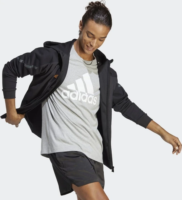 adidas Essentials Single Jersey Big Logo T-Shirt kurzarm medium grey heather (Herren)