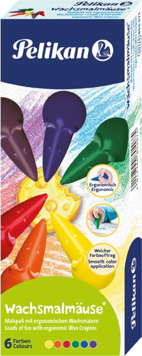 Pelikan Wachsstifte Maus, 6 Farben
